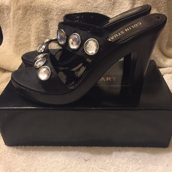 Colin Stuart Black backless heels - Picture 1 of 8